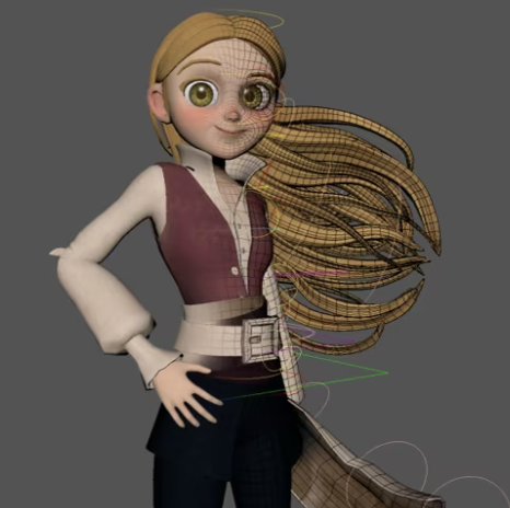 Image of a character with animation controls