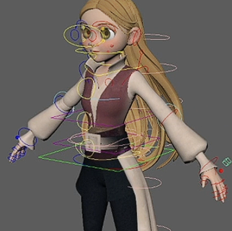 Image of an character with the animation controls